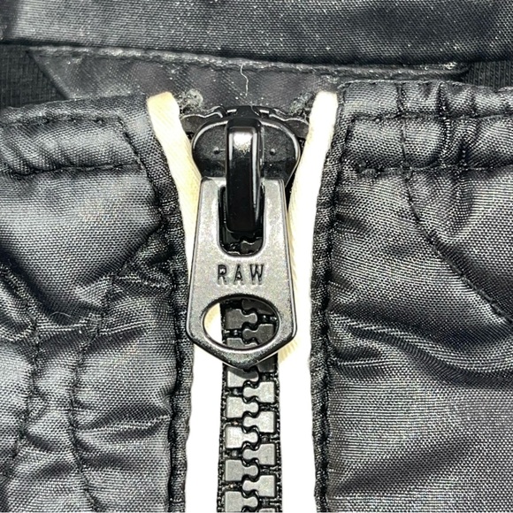 G-STAR RAW Midder Quilted Bomber Jacket Black White Trim Collar Sz M - Picture 5 of 11